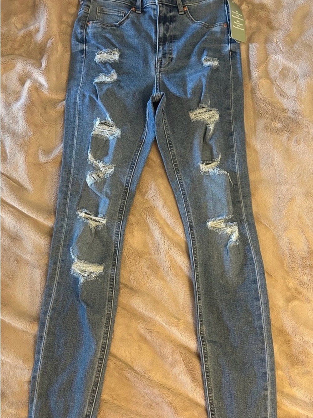 H&M Women's Ripped Skinny Jeans - Dark Blue